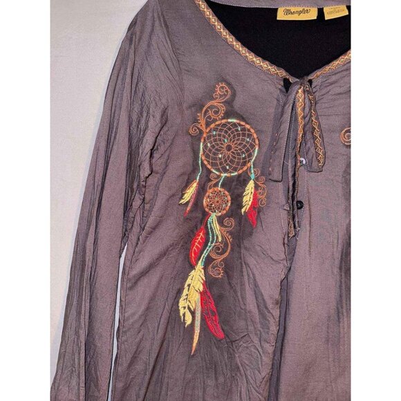 Wrangler Womens Embroidered Long Sleeve Dress With Dreamcatcher Design - Picture 6 of 9